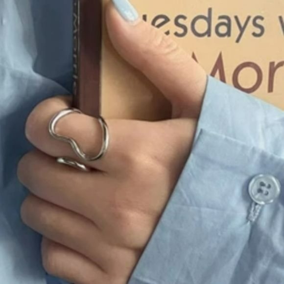 Womens Set of Two Silver‎ And Gold Irregular line Open Rings Adjustable - Picture 5 of 10